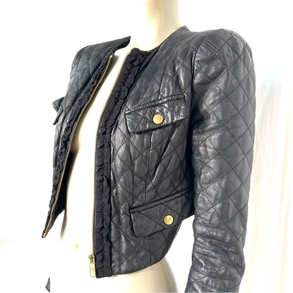 Bebe Black 100% Real  Leather Jacket - Picture 4 of 16
